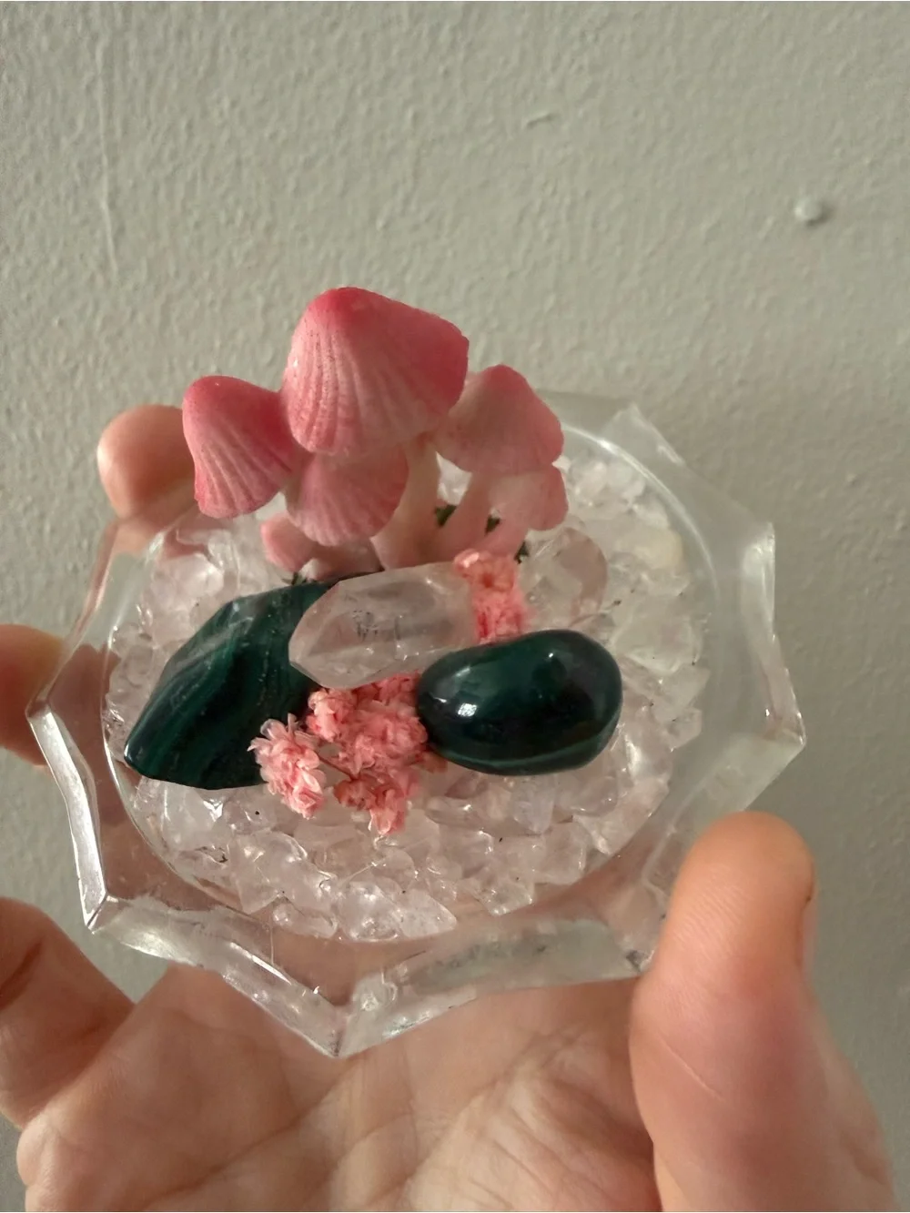 Pink Mushroom Crystal Garden Decorative Accent